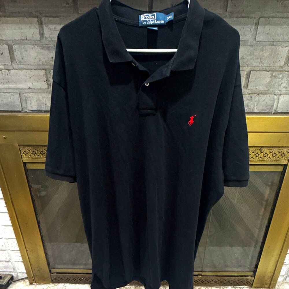 Polo Ralph Lauren Men’s Polo Shirt XXL Black Solid Short Sleeve Cotton Logo